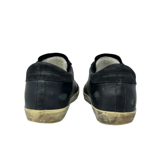 Golden Goose Black Leather Low Top Lace-up Super-Star Sneakers M Size 41 - Picture 7 of 10